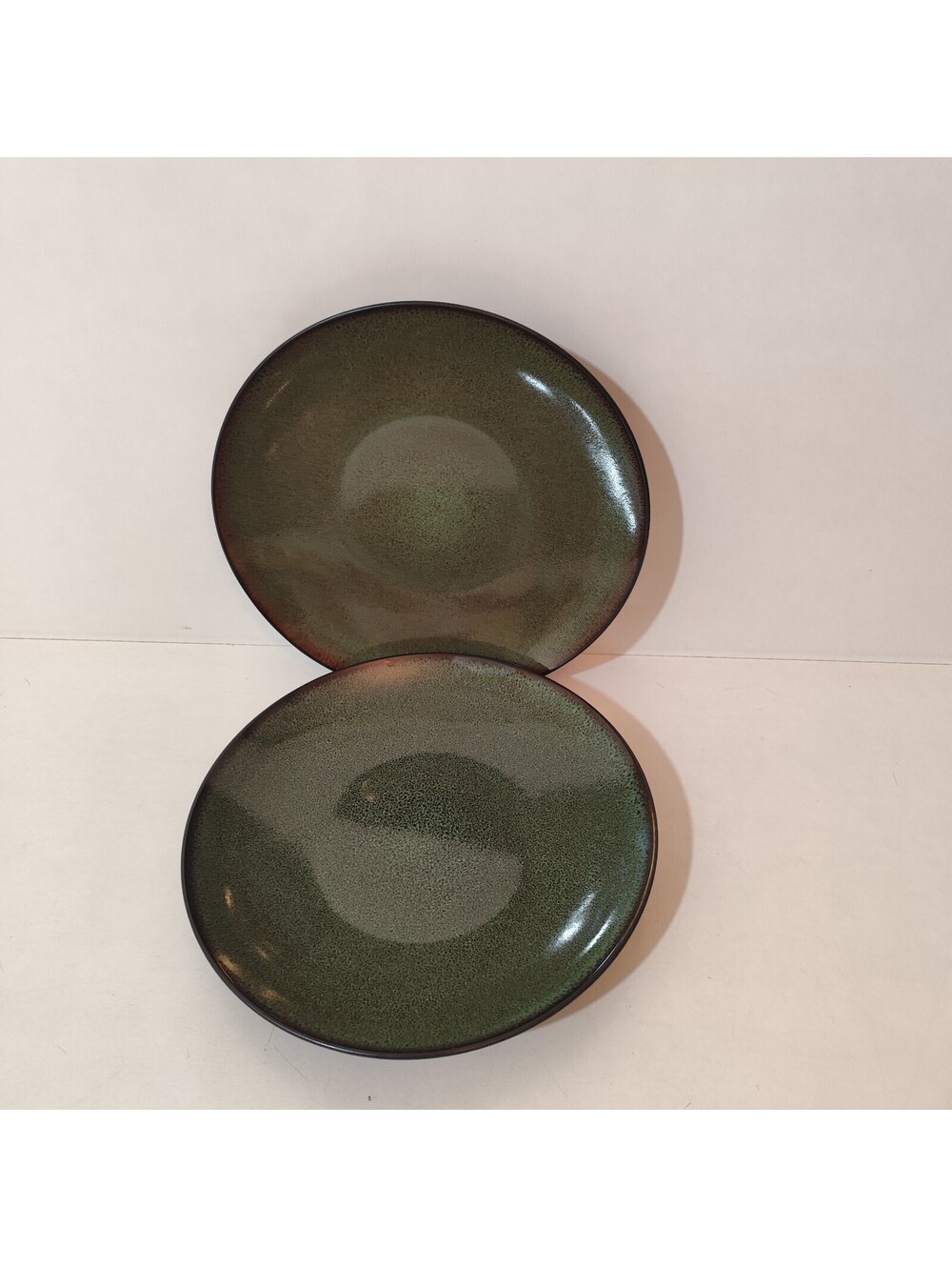 Set of 2 Dinner Plates Gabbay Fusion Wasabi Green Speckeled 11.25 "